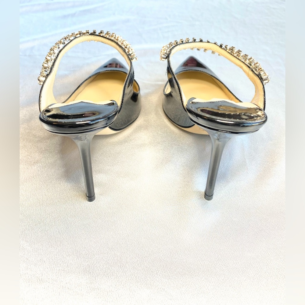 SOLD Jimmy Choo Bing 100 Crystal Embellished Black Patent Mule - Picture 15 of 16